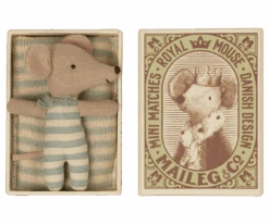 Maileg Knuffelmuis Baby Boy Sleepy/Wakey In Luciferdoosje 8 Cm